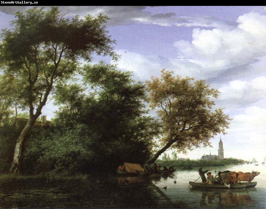 Salomon van Ruysdael wooded river landscape